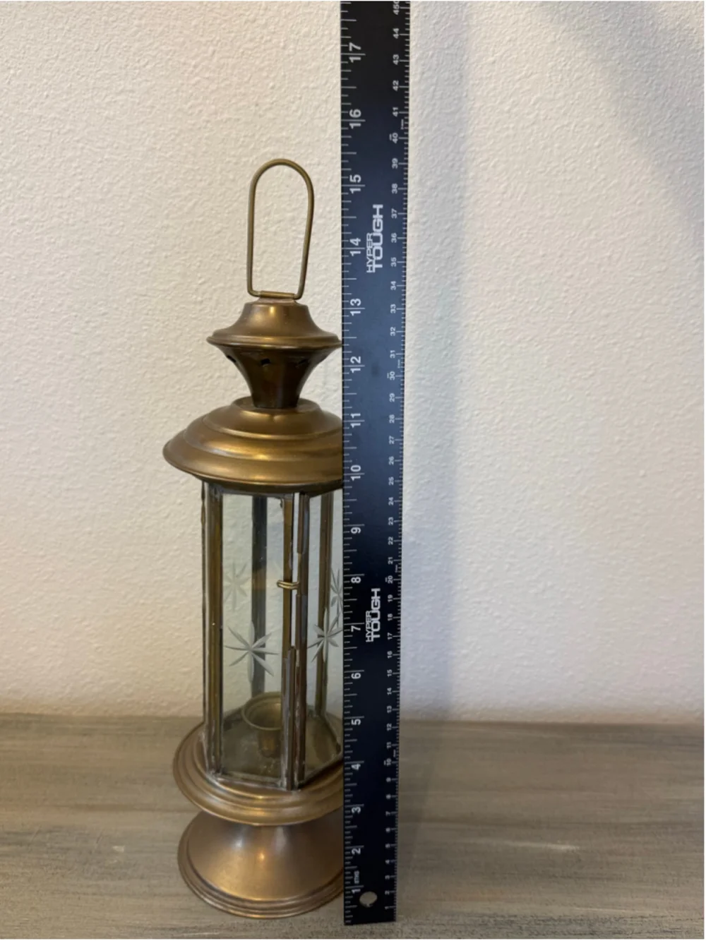 Vintage Brass French Wedding Procession Lantern Etched Starburst Glass Candle